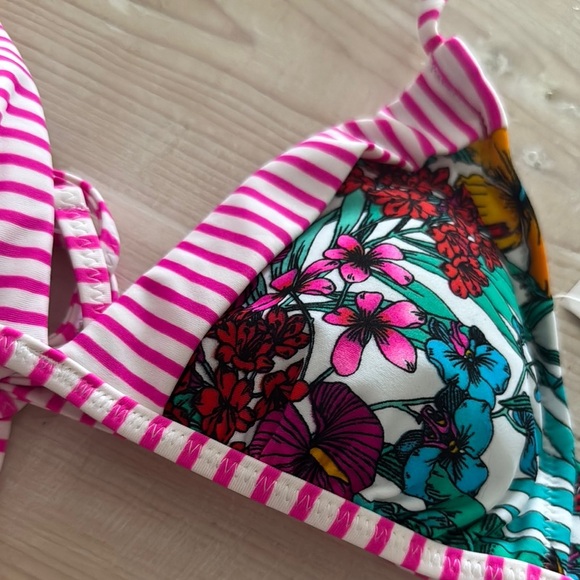 Floral Halter Bikini Top - Pink and Multicolor - Picture 3 of 3